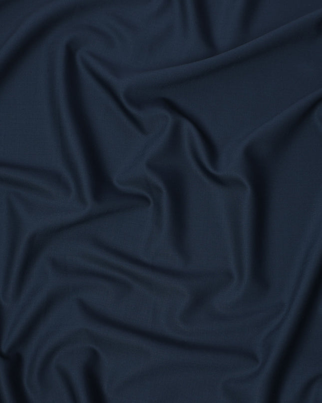 Dark Navy Solid Italian Super 150's Blended Wool Suiting Fabric, 150 Cms, Italy-D24698