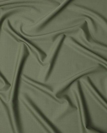 قماش بدلات إيطالي سادة من الصوف المخلوط سوبر 150 باللون الأخضر الزيتوني، 150 سم، إيطاليا - D24701