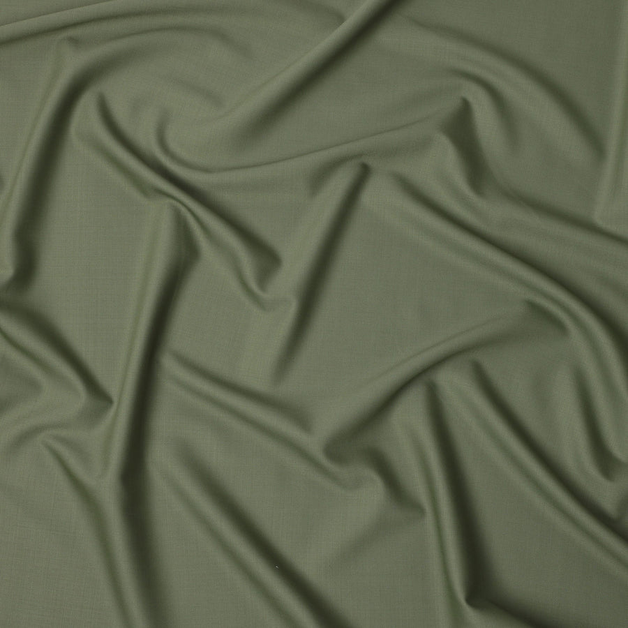 قماش بدلات إيطالي سادة من الصوف المخلوط سوبر 150 باللون الأخضر الزيتوني، 150 سم، إيطاليا - D24701