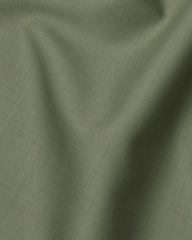 Olive Green Solid Italian Super 150's Blended Wool Suiting Fabric, 150 Cms, Italy-D24701