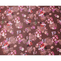 Brown Floral Print Synthetic Satin Fabric, 140 Cms Width, India-D25218
