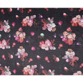 Black Floral Print Synthetic Satin Fabric, 140 Cms Width, India-D25220