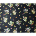 Black Multicolor Floral Print Synthetic Satin Fabric, 140 Cms Width, India-D25221