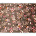 Brown Multicolor Floral Print Synthetic Satin Fabric, 140 Cms Width, India-D25222