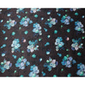 Black Blue Floral Print Synthetic Satin Fabric, 140 Cms Width, India-D25223