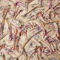Beige Multicolor Floral Print Synthetic Satin Fabric, 140 Cms Width, India-D25224