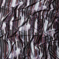 Black Grey Abstract Striped Print Synthetic Satin Fabric, 140 Cms Width, India-D25225