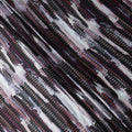 Black Grey Abstract Striped Print Synthetic Satin Fabric, 140 Cms Width, India-D25225