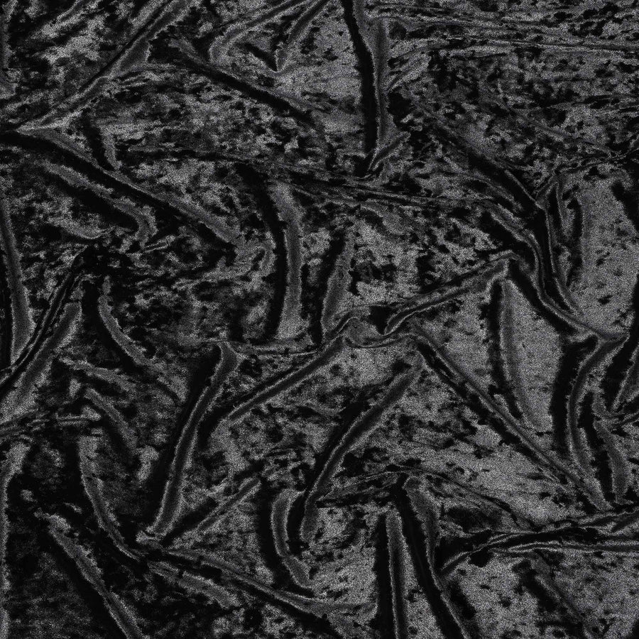Black Crushed Texture Synthetic Blended Velvet Fabric, 140 Cms Width, South Korea-D25260