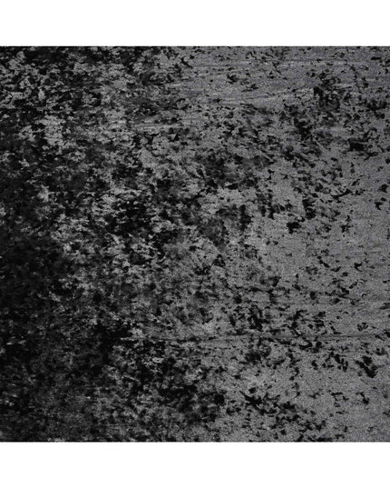 Black Crushed Texture Synthetic Blended Velvet Fabric, 140 Cms Width, South Korea-D25260