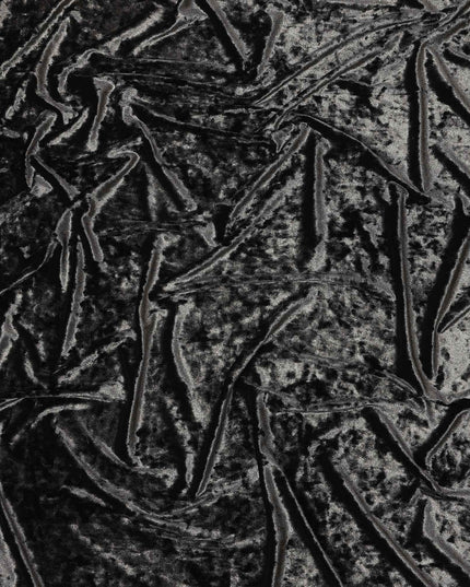 Navy Blue Crushed Texture Synthetic Blended Velvet Fabric, 140 Cms Width, South Korea-D25262