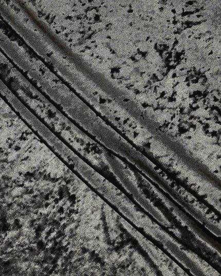 Steel Black Crushed Pattern Synthetic Blended Velvet Fabric, 140 Cms Width, South Korea-D25264