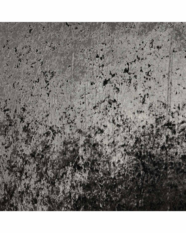 Steel Black Crushed Pattern Synthetic Blended Velvet Fabric, 140 Cms Width, South Korea-D25264