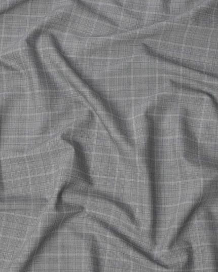 Steel Grey Premium Italian Blended Wool Suiting Fabric, 3.75 Mtrs with 150 Cms Width, Imported from Italy-D25447