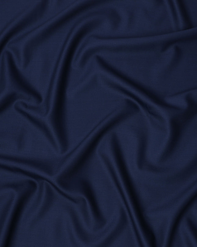 Navy Blue Premium Super 130's English Wool and Cashmere Suiting Fabric, Width 150 Cms, 3.50 Mtrs, United Kingdom-D25451