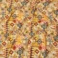 Yellow Multicolor Abstract Pattern Pure Silk Crepe Fabric with Stone Work, Width 110 Cms, Made in India-D26068