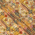 Yellow Multicolor Abstract Pattern Pure Silk Crepe Fabric with Stone Work, Width 110 Cms, Made in India-D26068