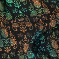Black Multicolor Floral Pattern Pure Silk Crepe Fabric with Stone Work, Width 110 Cms, Made in India-D26069