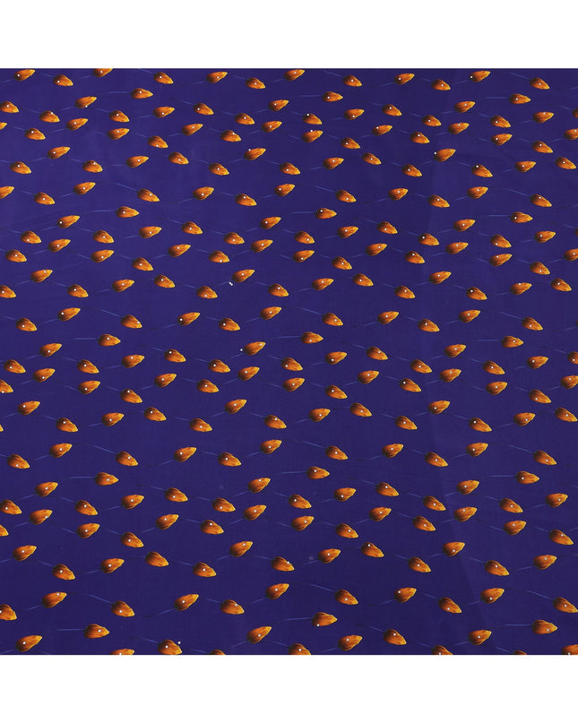 Royal Purple Floral Bud Pattern Pure Silk Crepe Fabric with Stone Work, Width 110 Cms, Made in India-D26070