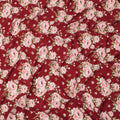 Maroon Pink Floral Pattern Pure Silk Crepe Fabric with Stone Work, Width 110 Cms, Made in India-D26071
