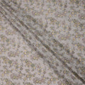 Grey Yellow Floral Pattern Pure Silk Crepe Fabric with Stone Work, Width 110 Cms, Made in India-D26072