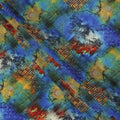 Blue Multicolor Abstract Pattern Pure Silk Crepe Fabric with Stone Work, Width 110 Cms, Made in India-D26075