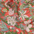 Red Multicolor Floral Pattern Pure Silk Crepe Fabric, Width 110 Cms, Made in India-D26076