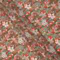 Red Multicolor Floral Pattern Pure Silk Crepe Fabric, Width 110 Cms, Made in India-D26076