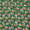 Green Multicolor Floral Botanical Print Pure Silk Crepe Fabric, Width 110 Cms, Made in India-D26083