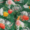 Green Multicolor Floral Botanical Print Pure Silk Crepe Fabric, Width 110 Cms, Made in India-D26083