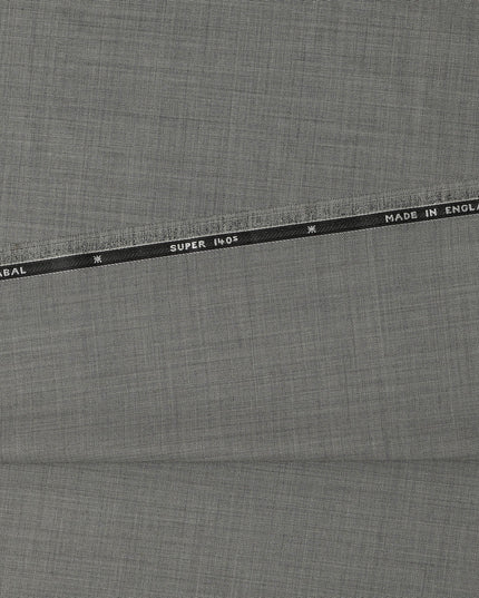 Light Grey Premium Super 140’s SCABAL English All Wool Suiting Fabric, Width 150 cms, 3.75 Mtrs Cut, Made in United Kingdom-D26788