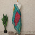 Teal Green Multicolor Premium Synthetic Brocade Dupatta with Traditional Bandhani-Inspired Motifs, 225X80 CMS Width, India-D26936 - Regal Fabrics
