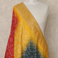 Mustard Yellow Multicolor Premium Synthetic Brocade Dupatta with Traditional Bandhani Motifs, 225X80 CMS Width, India-D26937 - Regal Fabrics