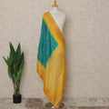 Mustard Yellow and Emerald Green Premium Synthetic Brocade Dupatta with Bandhani-Inspired Patterns, 225X80 CMS Width, India-D26940 - Regal Fabrics