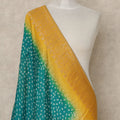 Mustard Yellow and Emerald Green Premium Synthetic Brocade Dupatta with Bandhani-Inspired Patterns, 225X80 CMS Width, India-D26940 - Regal Fabrics