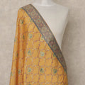 Mustard Yellow Premium Synthetic Brocade Dupatta with Traditional Floral Motifs, 225X80 CMS Width, India-D26944 - Regal Fabrics