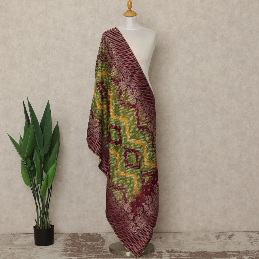 Green Premium Synthetic Brocade Dupatta 225X80 CMS Width, India-D26968