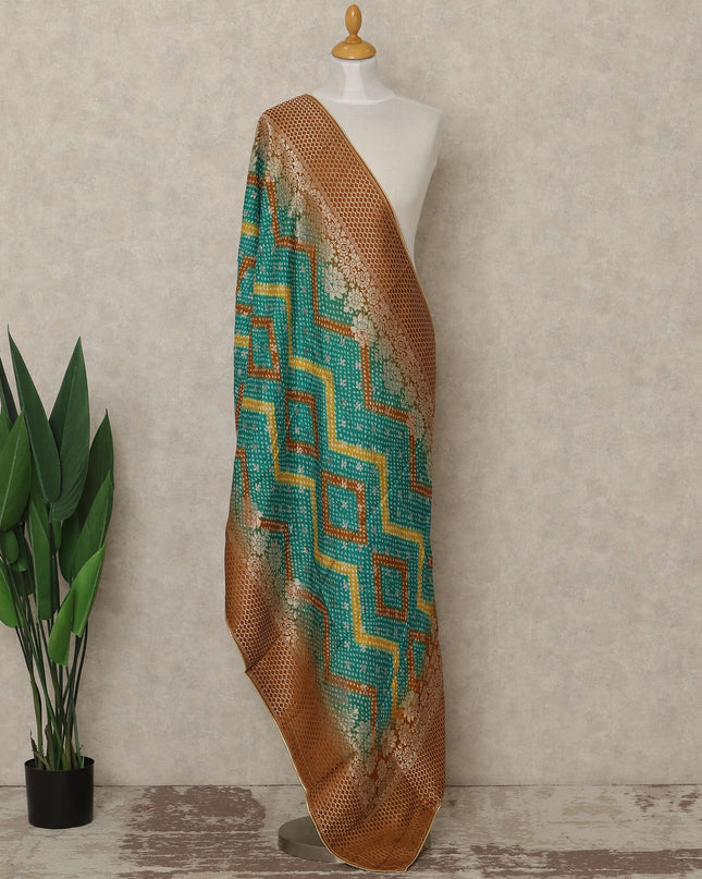 Teal Premium Synthetic Brocade Dupatta 225X80 CMS Width, India-D26969