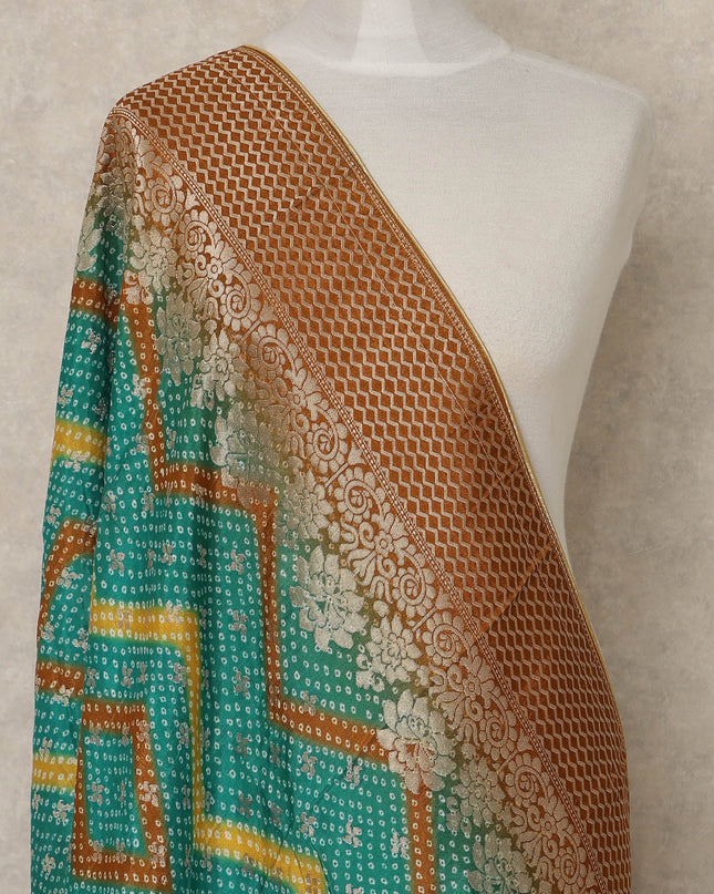 Teal Premium Synthetic Brocade Dupatta 225X80 CMS Width, India-D26969