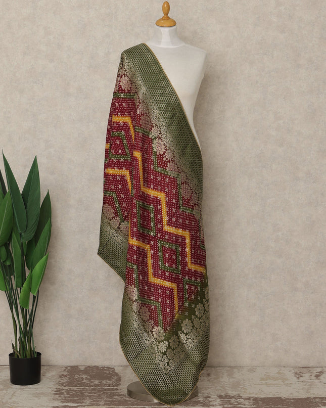 Maroon Premium Synthetic Brocade Dupatta 225X80 CMS Width, India-D26971