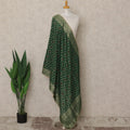 Green Premium Synthetic Brocade Dupatta 225X80 CMS Width, India-D26974