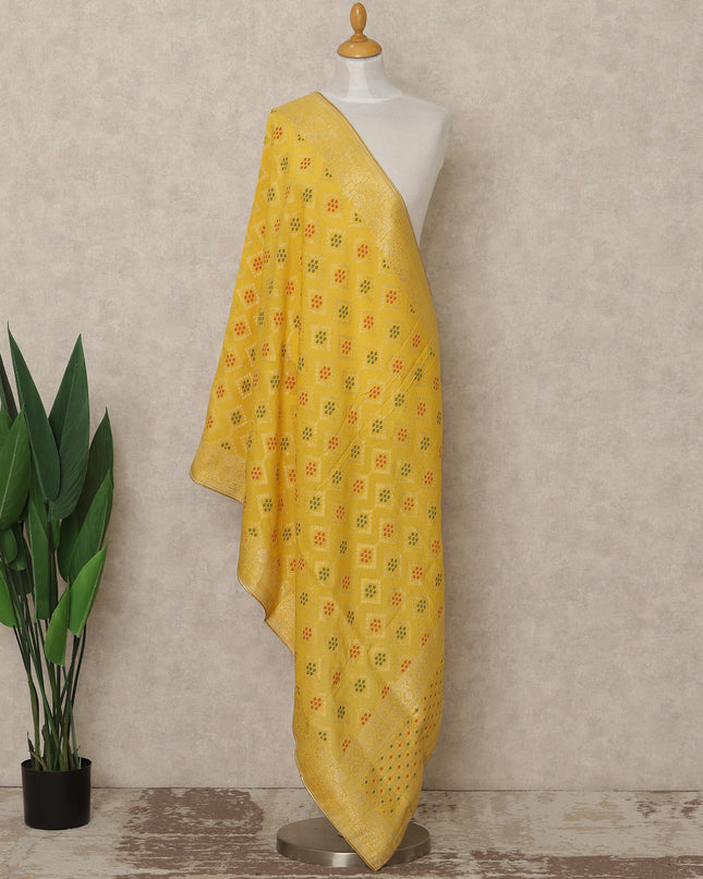 Yellow Premium Synthetic Brocade Dupatta 225X80 CMS Width, India-D26975
