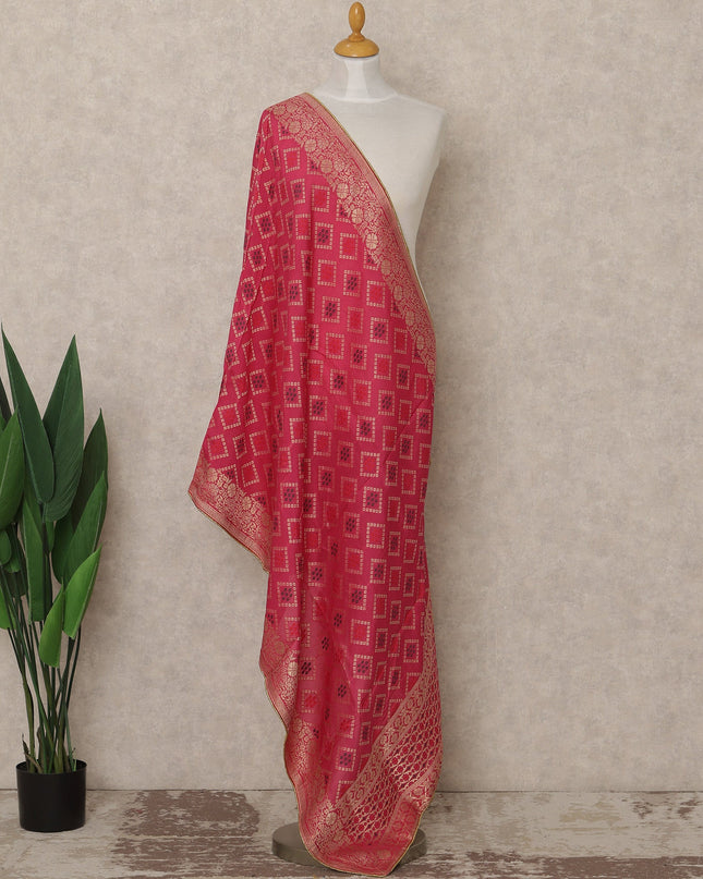 Pink Premium Synthetic Brocade Dupatta 225X80 CMS Width, India-D26977 - Regal Fabrics