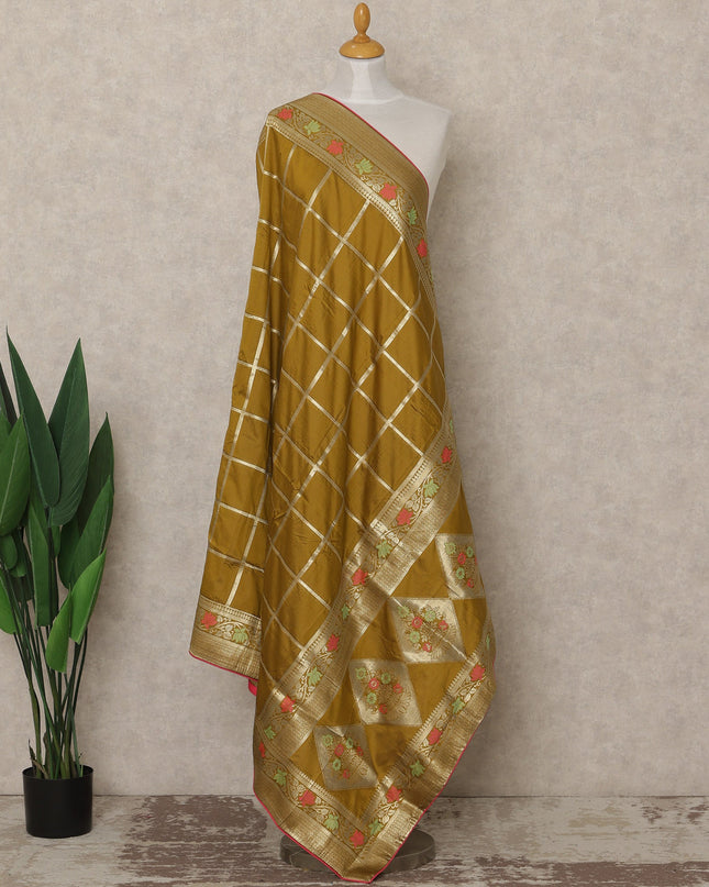 Mustard Gold Premium Synthetic Brocade Dupatta 225X80 CMS Width, India-D26980