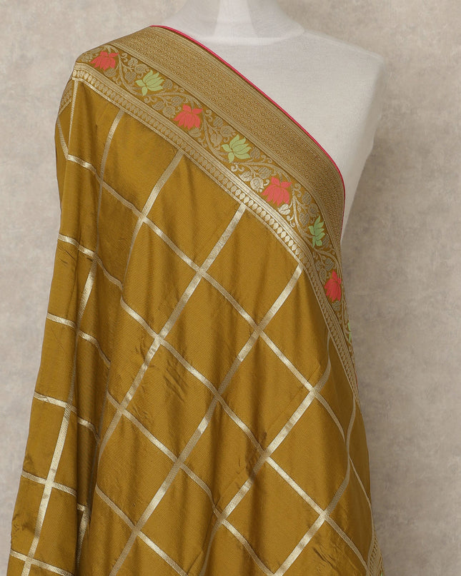 Mustard Gold Premium Synthetic Brocade Dupatta 225X80 CMS Width, India-D26980