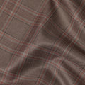 Brown Checkered Blended Linen Wool Suiting Fabric 150 Cms Width China-D28213
