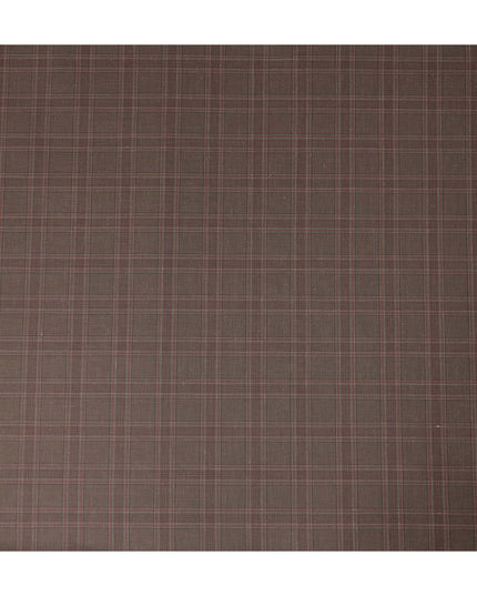 Brown Checkered Blended Linen Wool Suiting Fabric 150 Cms Width China-D28213