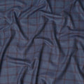 Steel Blue Checkered Blended Linen Wool Suiting Fabric 150 Cms Width China-D28214