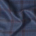 Steel Blue Checkered Blended Linen Wool Suiting Fabric 150 Cms Width China-D28214