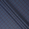 Steel Blue Checkered Blended Linen Wool Suiting Fabric 150 Cms Width China-D28214